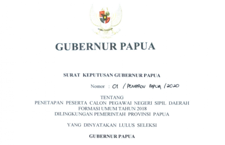Penetapan Peserta CPNS Formasi Umum 2018